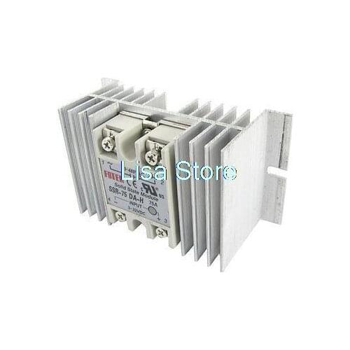 SSR-75 DA-H 75A Solid State Relay SSR 3-32V DC 90-480V AC w Aluminum Heat Sink