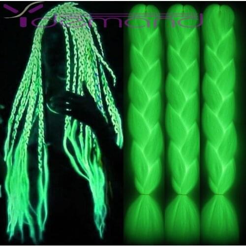 Y Demand Neon Glowing Braiding Hair Synthetic Jum bo-Braid Shining Hair in the Darkness 24inch 100g Florescent Light