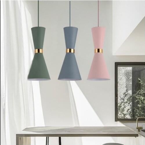 Colorful Nordic bar restaurant Lighting Creative Ring Led pendant light Atmosphere Living room Bedroom Restaurant Pendant lamp