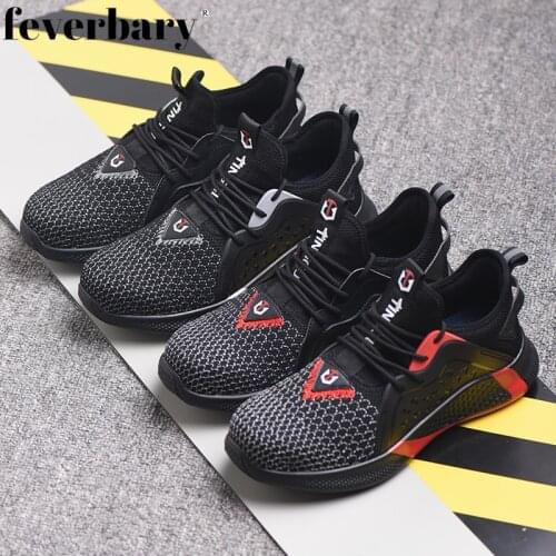 Feverbary Women & Men Lightweight Safety Shoes Steel Toe cap Work Trainers Hiking boots