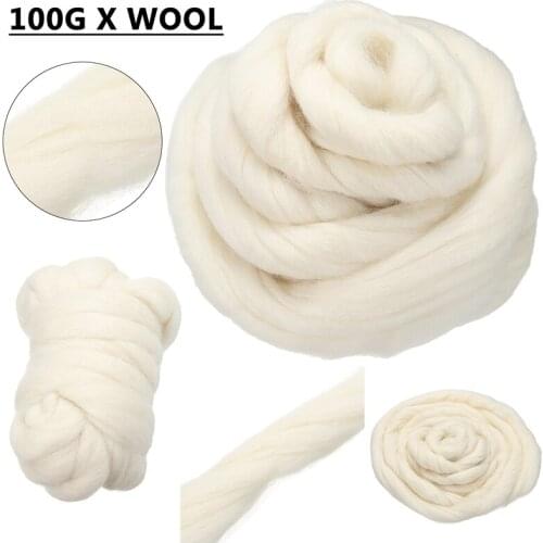 100g Felting Wool Tops Soft Roving Wool Fibre for Needle Felting Wet Felting Handcraft Decor DIY Doll Needlework