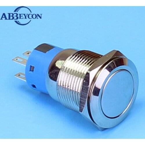 19mm Latching DPDT Push Button 2NO 2NC Anti-vandal Waterproof IP67 Metal Momentary Push Button Switch