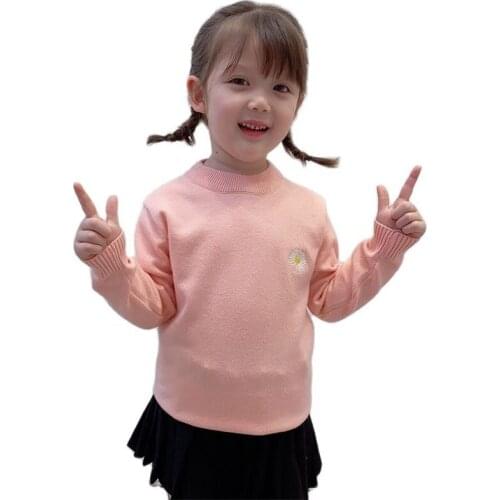 2021 Autumn Winter Girls Sweater for Boy Daisy Floral Knitted New Long Sleeve Kids Baby Warm Childrens Pullover Sweaters 0-7Y