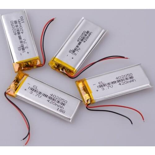 3.7V 420mAh 402050 Lithium Polymer Li-Po li ion for registrar dvr recorder car bluetooth speaker mp3 player gamepad controller