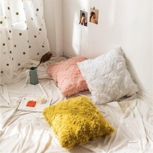 45x45cm white/pink/ginger/grey/wine/deep blue soft fluffy plush cushion cover 2pcs tassel pillowcase throw pillow cover backrest