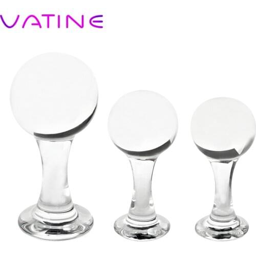 VATINE Female Masturbation Crystal Glass Anal Plug Prostate Massage Vagina Ball Sex Products Sex Toys for Women