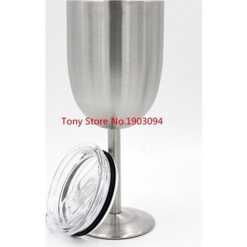 50pcs 10oz Wine Glasses Double Wall Vacuum Sealed Stainless Steel Wine Goblet with Lids for Daily Camping and Picnic wine cups