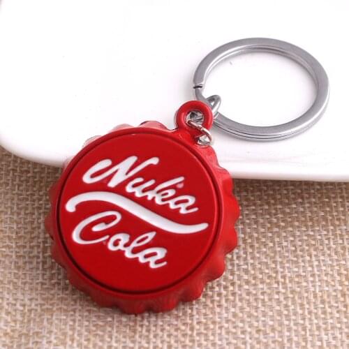 Game series Cola red Keychain Fallout 4 Nuka personality Car Keyring Bottle Cap Key Chain for Women Men unique Bag Jewelry Gift