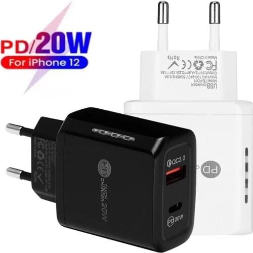 Quick Charge 3.0 PD 20W USB Charger for iphone samsung xiaomi huawei Mobile Phone USB Charger Fast Charging 3A PD Charger