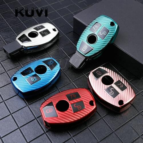 Carbon Grain Car Remote Key Case Cover Holder Shell Fob For Mercedes Benz A B R G Class GLK GLA GLC GLR W204 W210 W176 W202 W463