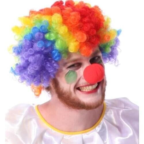 Clown Afro Circus Fancy Dress Colorful Hair Wigs Halloween Party Disco Costume