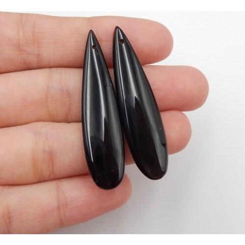 Gems Obsidian Hand Custom Earrings Pairs,Charms Jewelry Earrings For Making 42x10x5mm5.6g