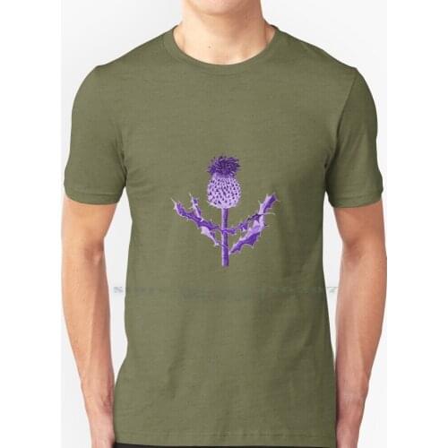 Purple Thistle Duotone T Shirt 100% Pure Cotton Thistle Scotland Heather Purple Violet White Flower Brave Braveheart Uk Gaelic