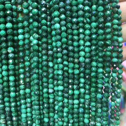 Round Faceted Genuine Natural Malachite Stone Beads 2-2.5/3-3.5/4-4.5mm Loose Cut Green Malachite Beads For Jewelry Making DIY