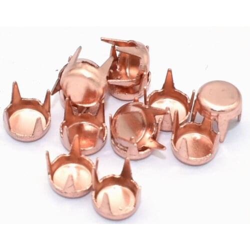 Rose Gold Studs Round Flat Claw Studs Rivet 5mm Spike Nailhead Iron Studs Making Hardware Purse Craft Bag Leather DIY Accessory
