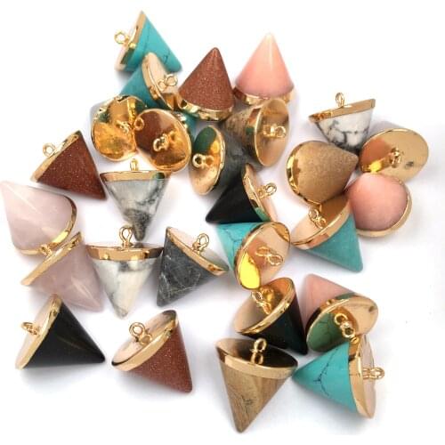 Natural Stone Pendant Cone Shape Exquisite Pendants for Jewelry Making DIY necklace accessories Reiki Healing Women Men Gift