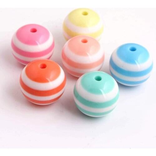Kwoi vita Chunky Round 20MM Pale Mint Mix Colorful Easter Beads 100pcs Resin Strips Beads Jewelry