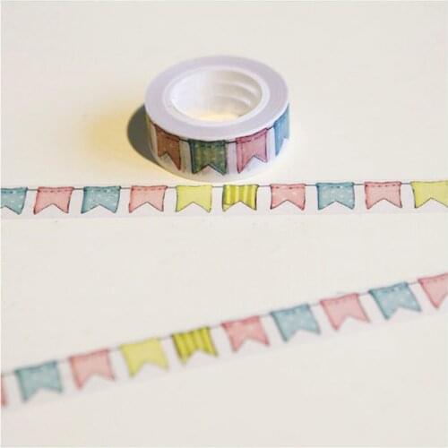 1.5CM Wide Colorful Flags Washi Tape DIY Scrapbooking Sticker Label Masking Tape School Office Supply