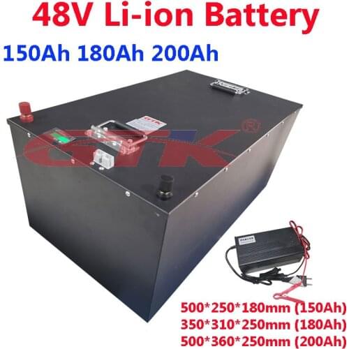 48V 150Ah 200Ah 180Ah Lithium-ion rechargeable battery with BMS for RV Marine golf cart boat solar power storage+20A Charger