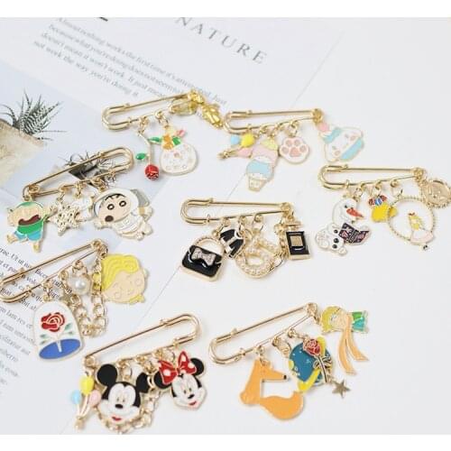 Mickey Minnie Disney Anime Pin Cute Lovely Brooch Smaller Fixed Clothes Waist Accessories Women Badge