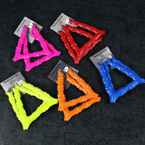 Fashion Oversize Trapezoid Hoop Earrings for Women Bamboo Joint Earrings Punk Trendy Earring Accessories Party Jewelry Gifts