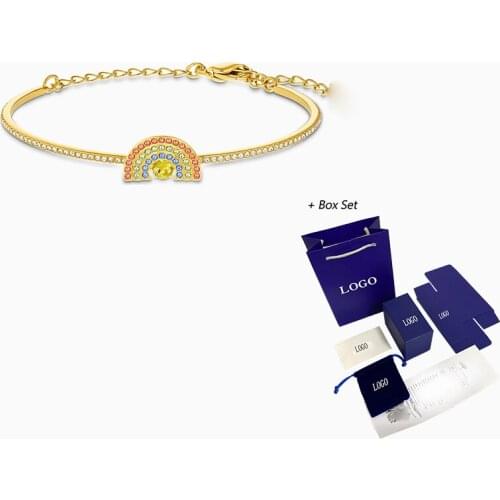 SWA Fashion New SPARKLING DANCE Rainbow Gold Bracelet Ladies Elegant Charm Luxury Romantic Jewelry Gift