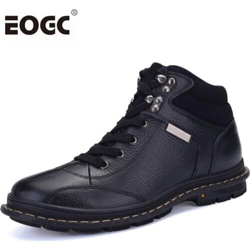 Full grain leather Men Boots Plus Size Fashion Style Winter Boots Handmade Shoes Men Top Quality Outdoor Snow Boots Dropshipping