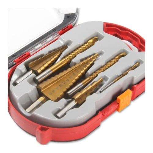 6Pcs HSS Steel Step Drill Bit Set Titanium4-12/20/32mm Metal Hole Cutter Wood Cone Core Drilling Hole Saw Tool+3,6,8 Saw Drill