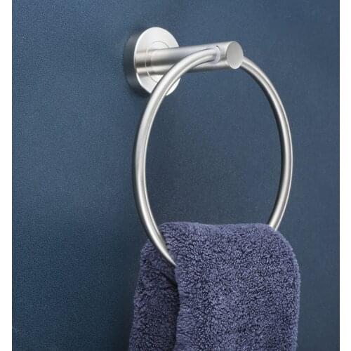 Wall Mounted Brushed Nickel Round Towel Hanger Rack Stainless Steel Towel Ring for Bathroom Hand Towel Holder Bathroom Hardware