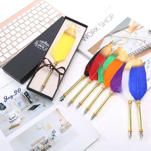 New! Retro creative spray gold nib pen gift box student stationery pen nib metal pen dip pen high-end gift