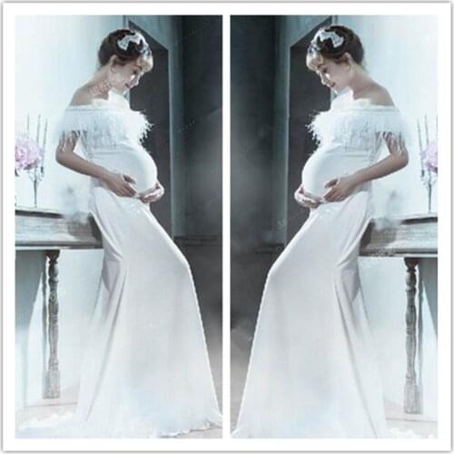 New Pregnant Dress Maternity Dresses For Photo Shoot Shoulderless Robe Maternite Shooting Maternity Clothes 6MDS021