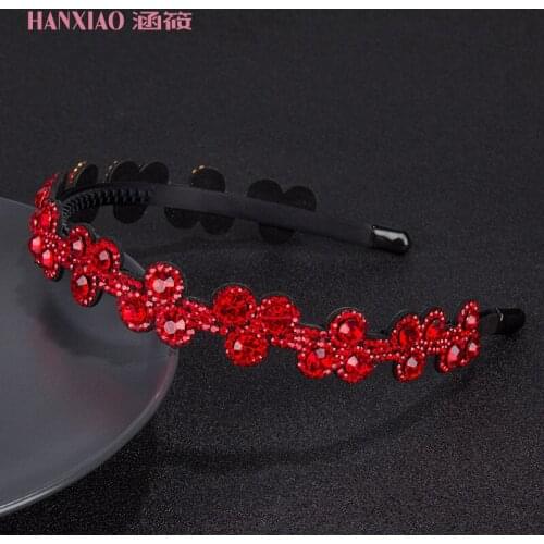 Hairband wide-brimmed flower hair accessories Korea sweet water drill hoop hairpin crystal hair entrainment drill ornaments