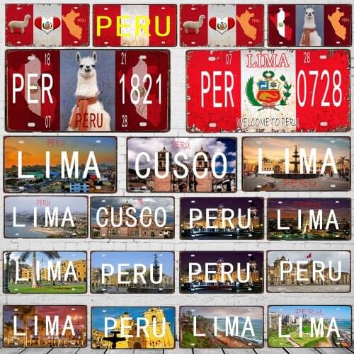 【YZFQ 】 30X15CM Peru Vintage Travel Metal Poster Lima landscape Decorative Signs Wall Art Restaurant Home Decor DC-1033A