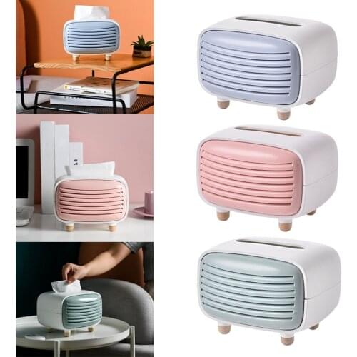 Retro Radio Tissue Box Cover Paper Towel Storage Box Napkin Organizer Dispenser