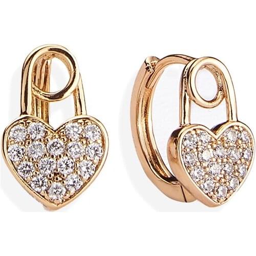 Harong Fashion Heart Stud Earrings Set Women Crystal Zircon Metal Round Earrings Wedding Jewelry Accessories Gift High Quality