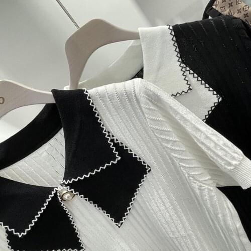 Season new Lapel French bow ice thin temperament T-Shirt Top