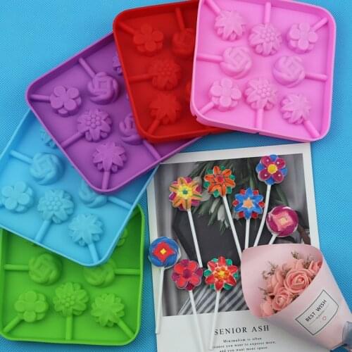 8-Flower Silicone Lollipop Mold Xg283