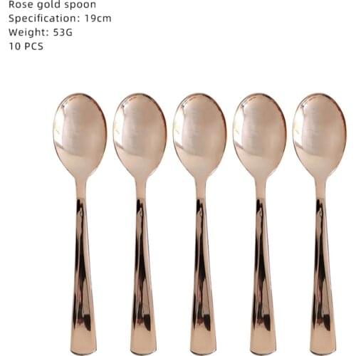 10pcs Rose Gold Party Disposable Cutlery Set Knife Fork Spoon Paper Straws Adult Happy Birthday Party Decor Kids Shower Wedding