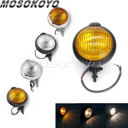 EMARK E4 Motorcycle Vintage Tri Headlight Head Lights 4.5 '' For Harley Suzuki Yamaha Cruisers Cafe Racer BOBBER Custom Headlamp
