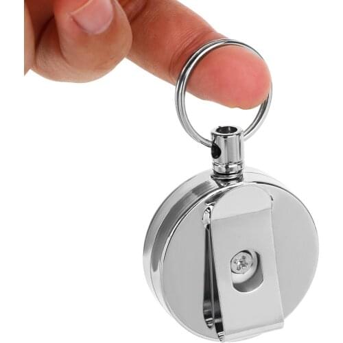 Pull Keyring Retracting Extendable Metal Wire Telescopic Key Ring 60cm Wire rope Anti-theft Keychain Key Chain Ring Clip