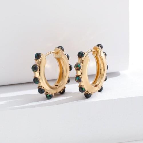 Unique design Opal Stone Small Hoop Earrings For Women Fashion Simulated Pearl Huggies Earrings Crystal Ear Cuff Brincos 2020