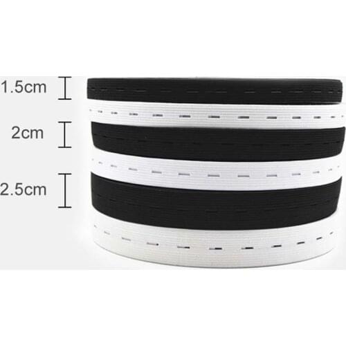 2M/lot 15/20/25MM white/black Flat Buttonhole Elastic Bands sewing accessories wedding Garment elastic tape for DIY underwear