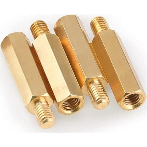 20pcs/lot M2.5+6mm Hex Head Brass Spacing Wood Screw Nut Copper Insert Threaded Pillar PCB Standoff Spacer PC Motherboard