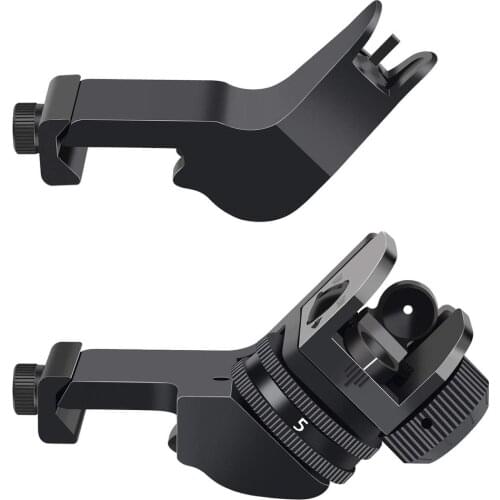 2021 New Front and Rear 45 Degree Offset Rapid Transition BUIS Backup Iron Sight Set Tactical Hunting Optical Collimator Sight