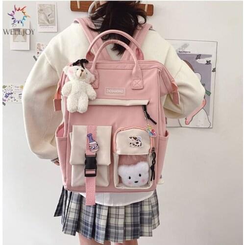 2021 Preppy Purple Backpack Women Waterproof Candy Colors Backpacks Fancy High School Bags for Teenage Girl Cute Travel Rucksack