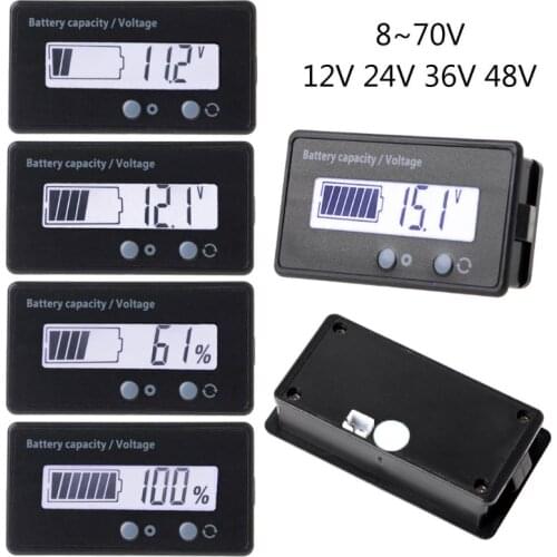 12V/24V/36V/48V LCD Acid Lead Lithium Battery Capacity Indicator Voltmeter Voltage Electric Motorcycle Scooter Battery Testers