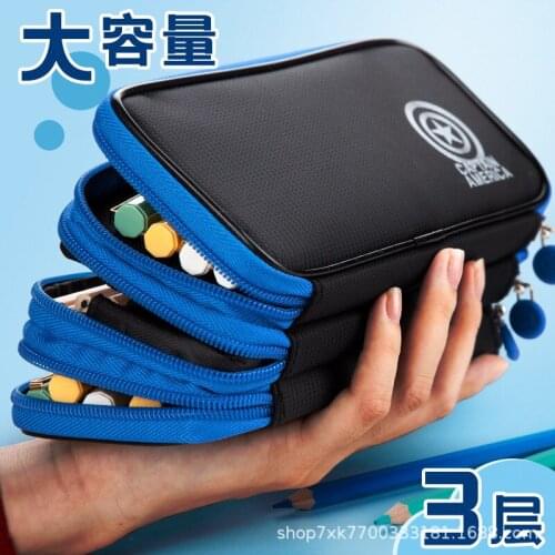 Disney large pencil bag creative three-layer cartoon stationery box large capacity pencil bag office handbag learning gift