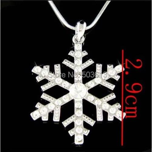 One piece fashion alloy 2.9cm crystal snow flower stones pendant necklace christmas gift xy182
