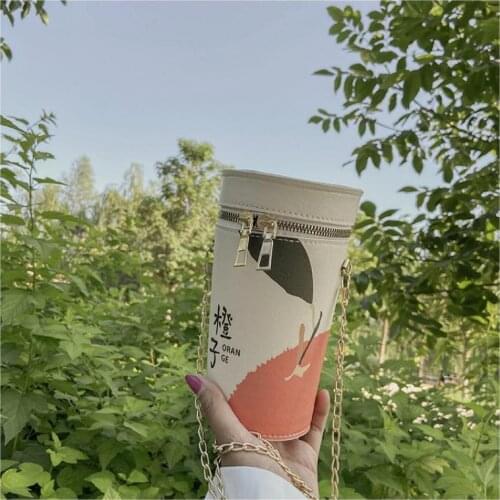 Cylindrical Bag Female 2021 New Wave Personality Creative Milk Tea Cup Bucket Bag Chain Messenger Bag Shoulder Bag