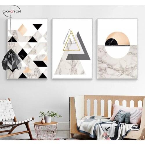 Nordic Creative Geometric Marble Pattern Frameless Decorative Painting 3 Pieces/Set POP Wall Art Posters Prints